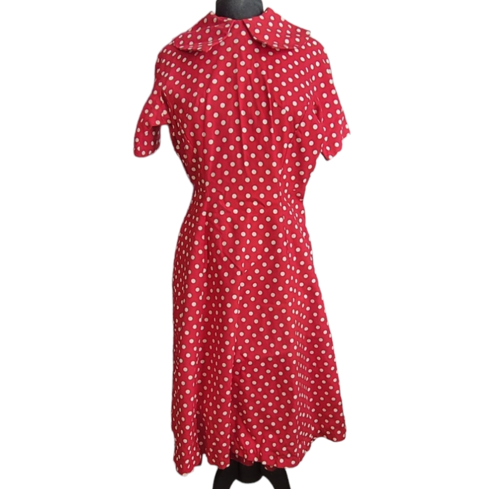 Vintage hand-made red w/white polka dots